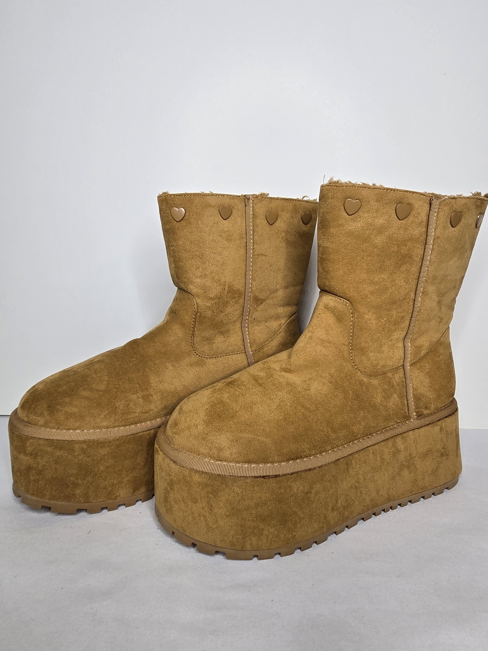 Dolls Kill Current Mood Sherpa Teddy Platform Boots Brown Size 9